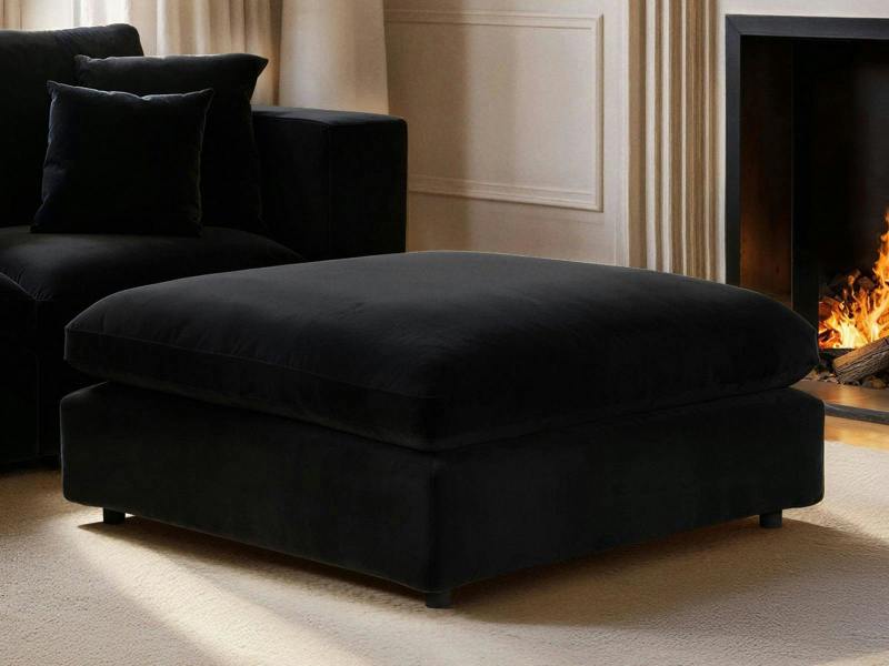 Asher Footstool Black Velvet
