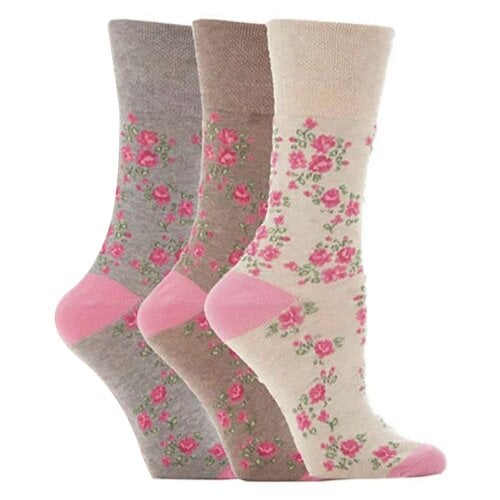 Gentle Grip 3 Pairs Ladies Cotton Rich Everyday Socks Gentle Grip Soft Top Comfort Socks - 4-8 UK - GG33