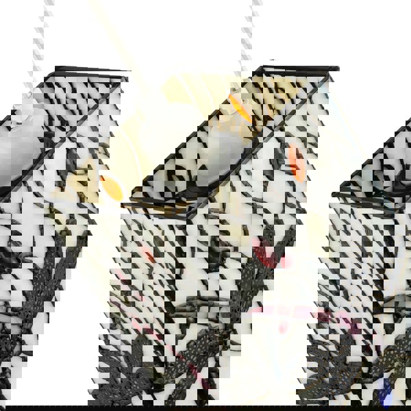 White Stained Glass Dragonfly Rectangular Tiffany Pendant Light Shade Image 3