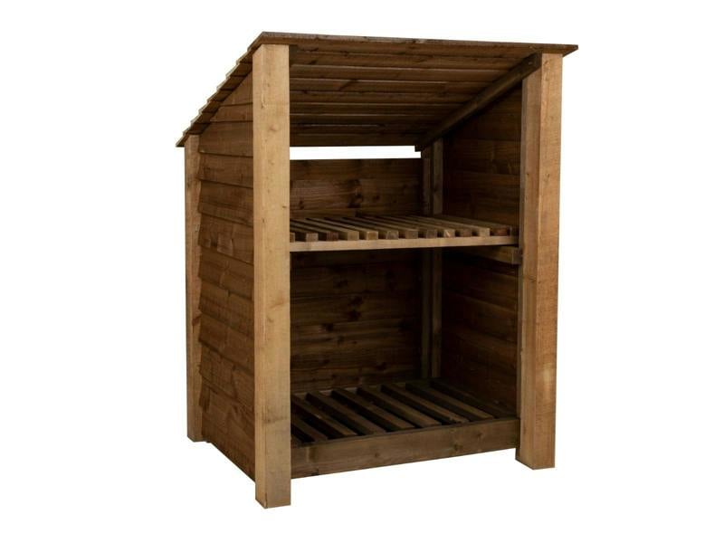 Arbor Garden Solutions Wooden Log Store with Shelf (Roof Sloping Back) W-99cm, H-126cm Or 180cm, D-88cm