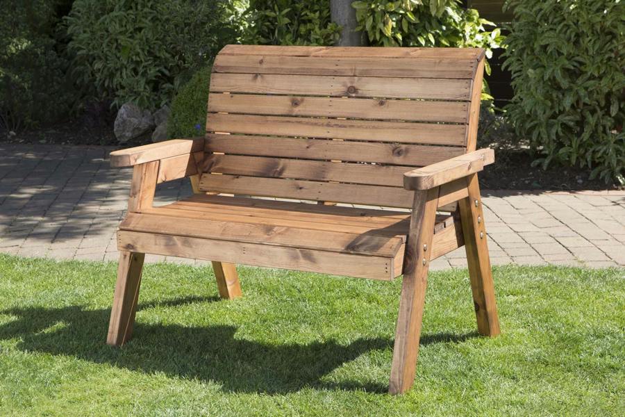 Samuel Alexander Charles Taylor Hand Made Traditional 2 Seater Chunky Rustic Wooden Garden Bench Furniture