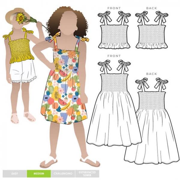 Style Arc Sewing Pattern Kids Pippa Dress & Top - Dresses, Tops for Kids, Teenagers - Intermediate