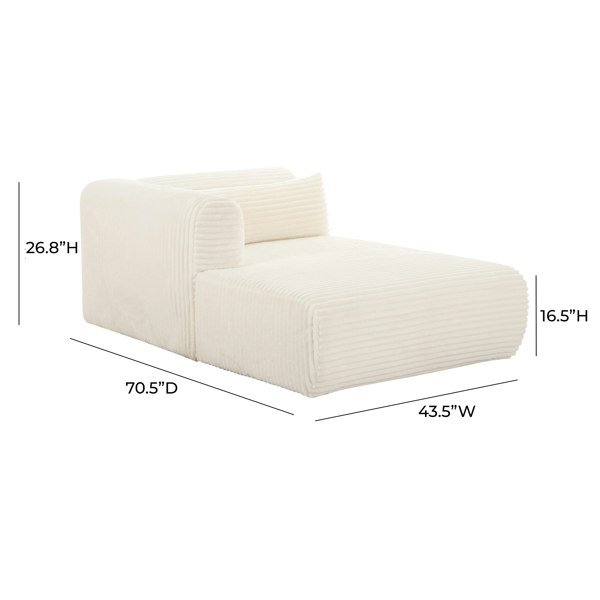 Furniture Edit Tarra Fluffy Oversized Cream Corduroy Modular LHF Chaise