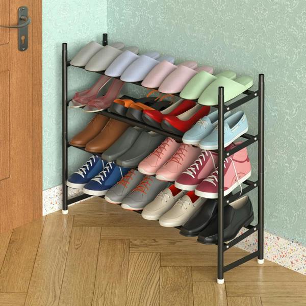 Dyzi 4 Tier Metal Shoe Rack Freestanding Footwear Storage Organiser