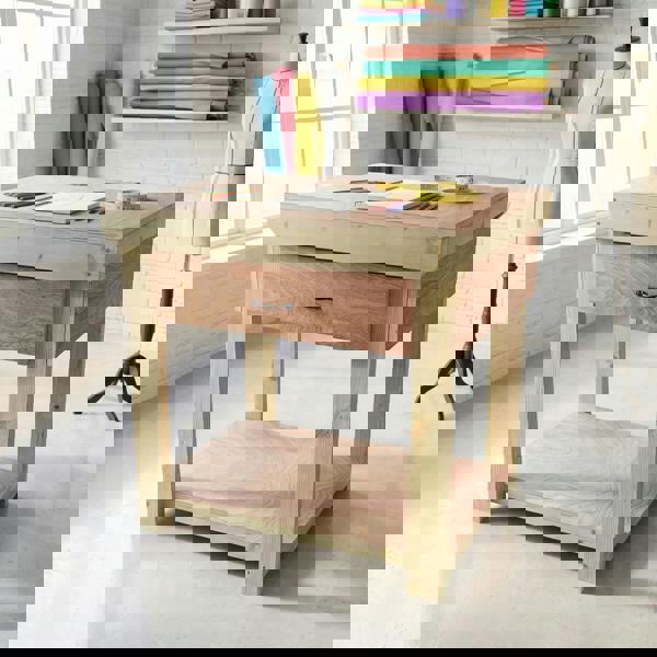 Wooden eucalyptus Top Workbench – Durable Tool Cabinet with Multiple Drawers, Ideal for Dry Indoor Spaces Such as Garages, Workshops, and Studios