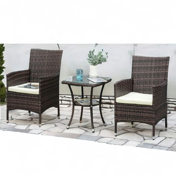 Rafaelo Mobilia Set of 3 Rattan Garden Conversation Furniture Set