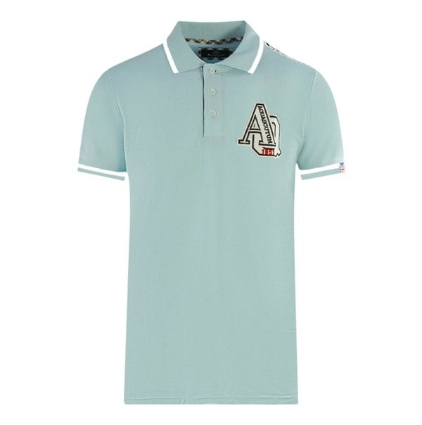 Aquascutum AQ 1851 Embroidered Tipped Polo Shirt - Light Blue