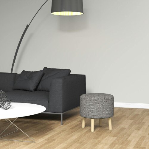 Wyld Haus Roli Linen Look Light Grey Round Storage Ottoman