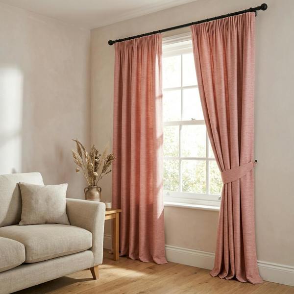 Kent made-to-measure curtains in True Blush, styled in a living room