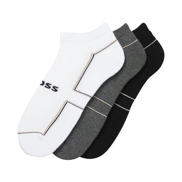 Boss Mens Ankle Socks (Pack of 3) - White/Grey/Black - 