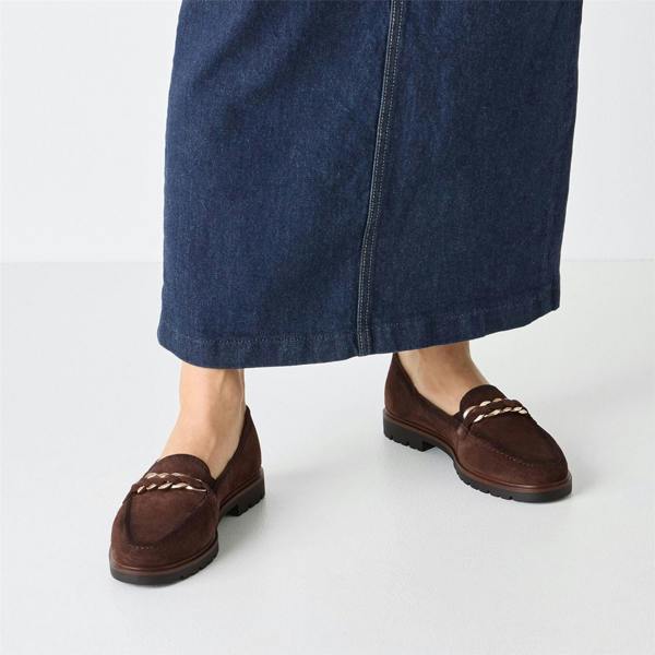 Tamaris Womens Mocca Brown Suede Leather Loafers Shoes