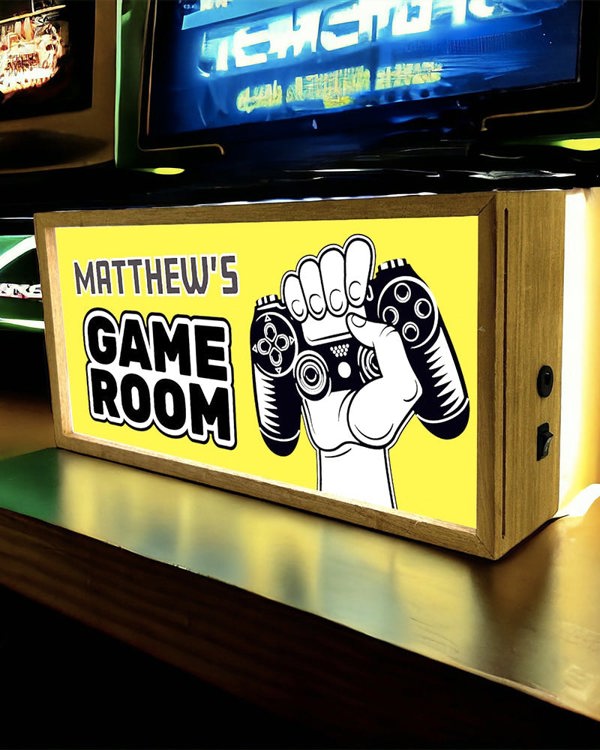 Personalised Light Box Sign for Kids Game Room, Playroom or Den