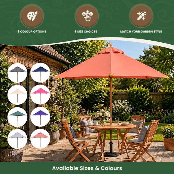 The Garden Marketplace 2m Premium Hardwood Garden Parasol Umbrella