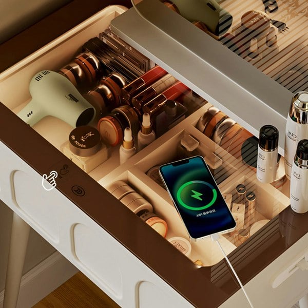 Aisha Slimline Dressing Table For Narrow Space, Cream-Rit Concept-Rit Concept