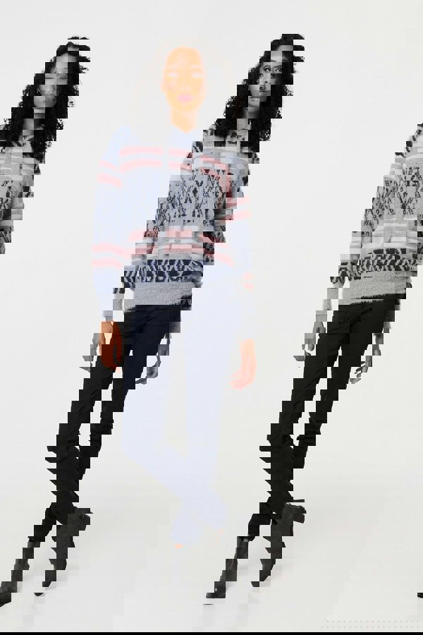 Grey | Ikat Print Relaxed Hooded Sweatshirt
