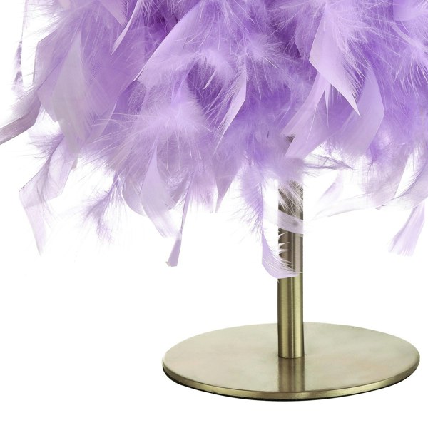 Modern and Chic Real Lilac Feather Table Lamp with Satin Nickel Base and Switch Image 5