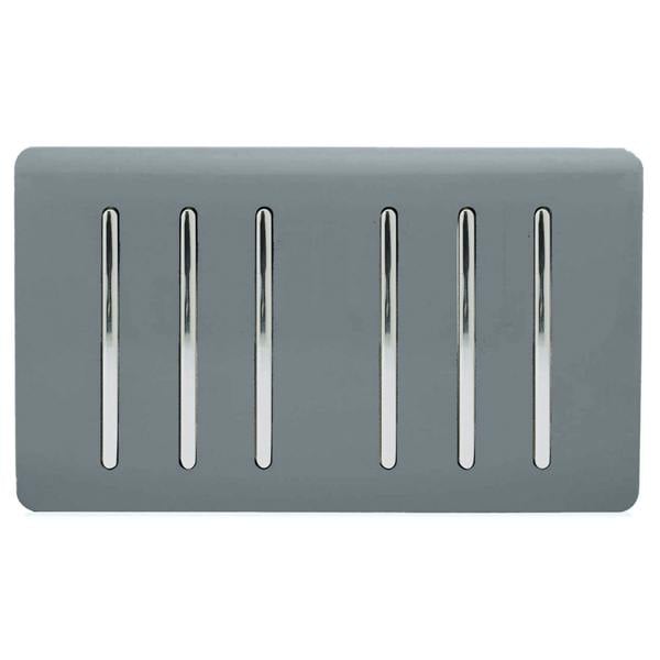 Trendi Switch 6 Gang 1 or 2 Way Light Switch in Warm Grey