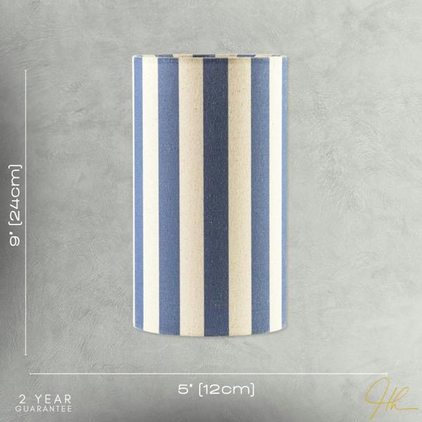 Amparo Blue and Oatmeal Striped Linen Table Lamp with Fabric Base Image 7