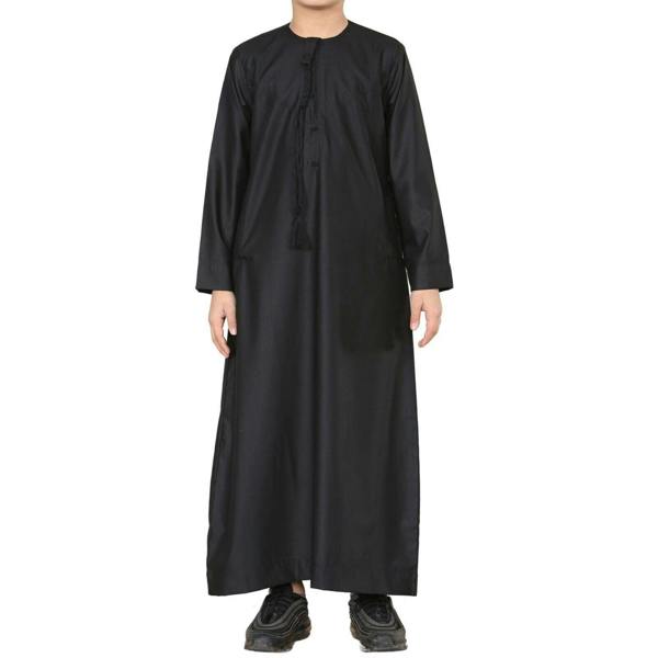 Infinity Leather Boy's Kids Thobe Emirati Jubba Islamic Clothing Kaftan Eid String Tassel