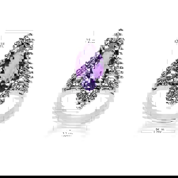 Gemondo Art Deco Style Marquise Amethyst & Marcasite Ring in Sterling Silver