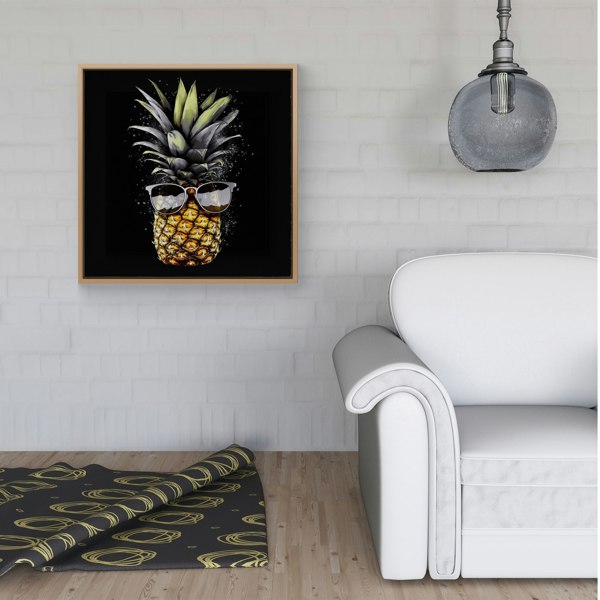 Warren Reed Splash Art Pineapple In Glasses Framed Canvas