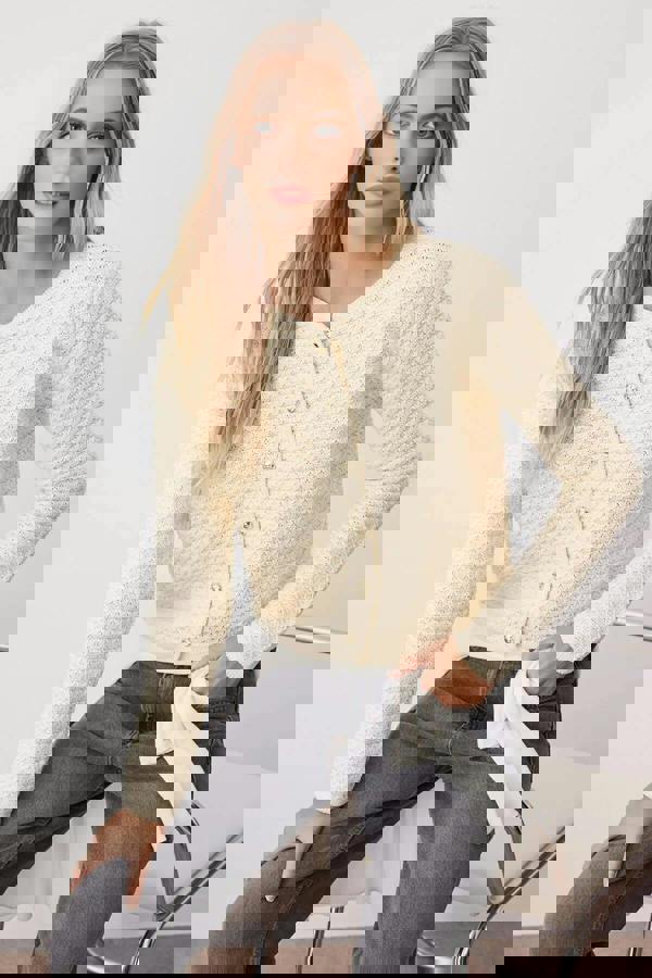 WOVCOR Textured Look Knit Cardigan