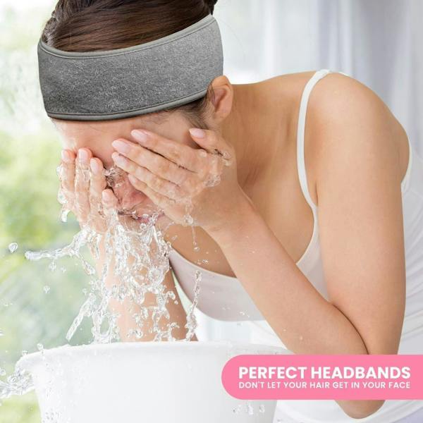 Dyzi 10 Pack Terry Cotton Skincare Spa Headbands – Reusable for Makeup Yoga and Face Wash