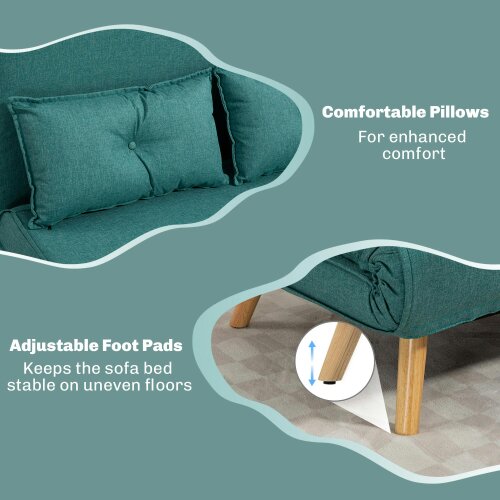 Wyld Haus Baroma Tadi Linen Look Green 2 Seater Sofa Bed
