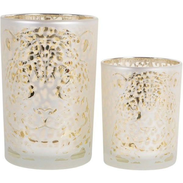 Libra Interiors Leopard Glass Candle Holder Large