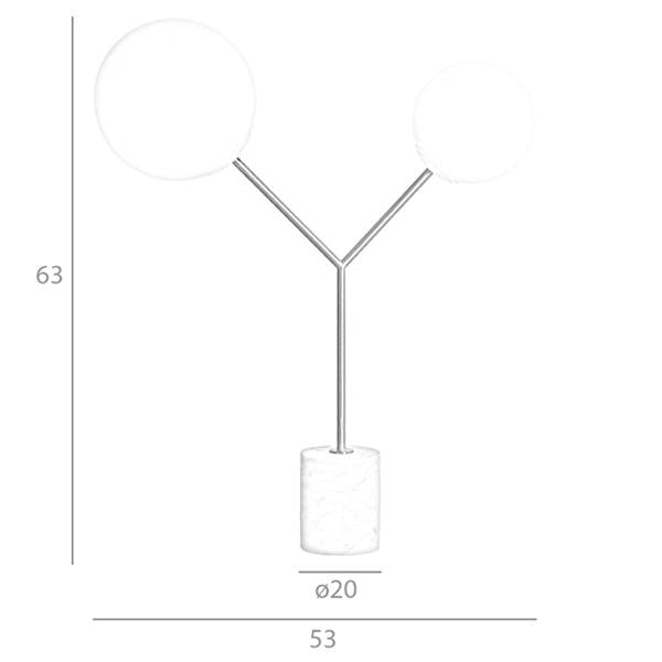 Angel Cerdá Table Lamp in White Marble, Golden Steel and White Glass 8050