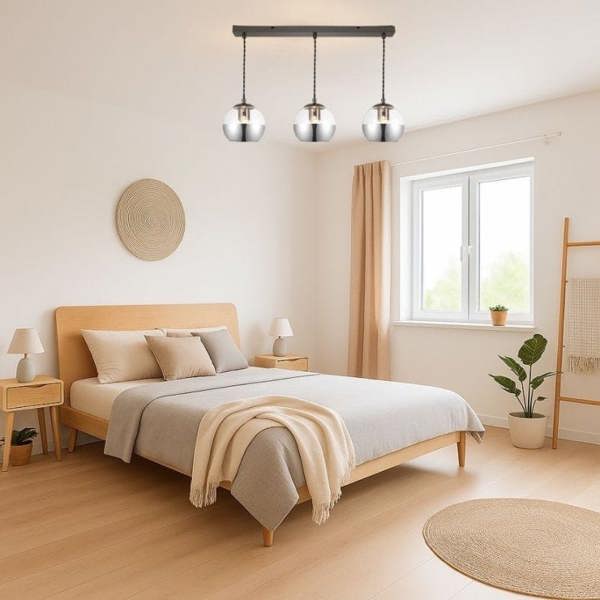 COSYLYTE Marlo 3 Light Smoky Glass Bar Pendant Light