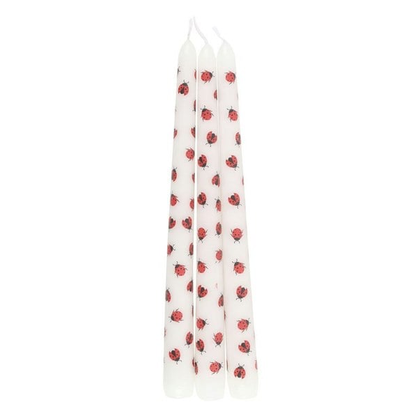 Something Different Love Bug Ladybird Taper Candle (Pack of 3) - White/Red