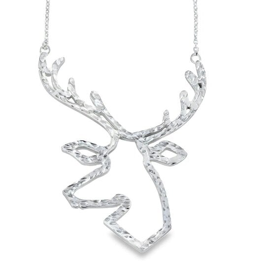 Reeves & Reeves Large Silver Stag Necklace