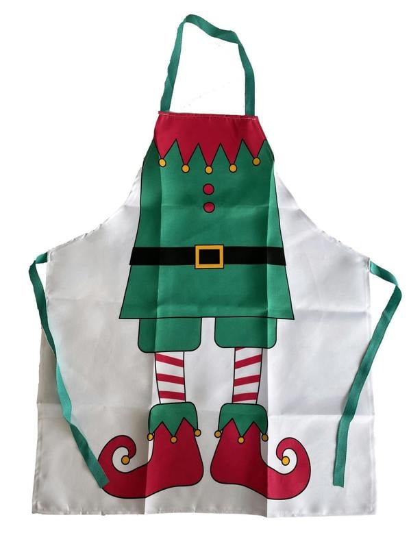 Adult Christmas Elf Apron with Festive Print for Cooking, Baking and Holiday Parties image 1