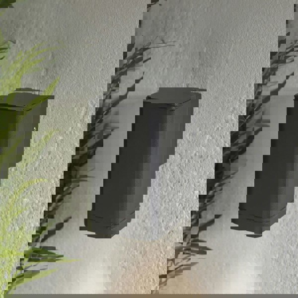 Non Automatic Outdoor Wall Light - Textured Black & Glass - Exterior Downlight