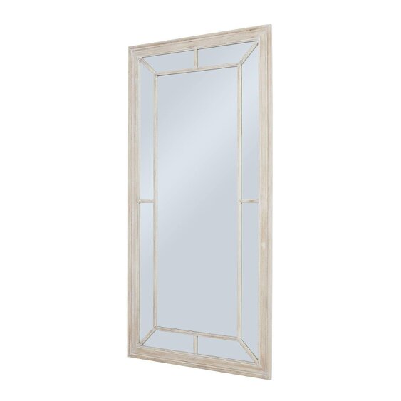 Wyld Haus Large Rustic White Washed Window Frame Mirror