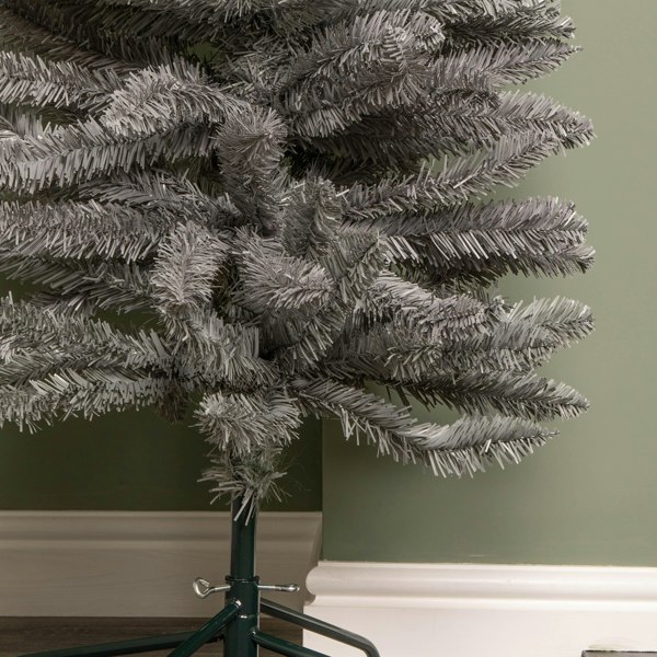 Samuel Alexander 8ft (2.4m) Grey Artificial Pencil Christmas Tree With Green Metal Stand and 460 Tips