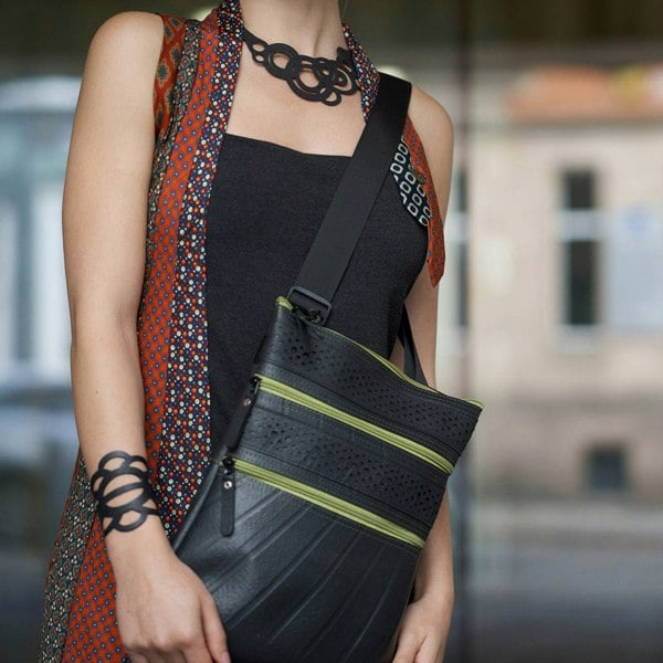 Maggie Special Recycled Rubber Vegan Handbag by Paguro Upcycle