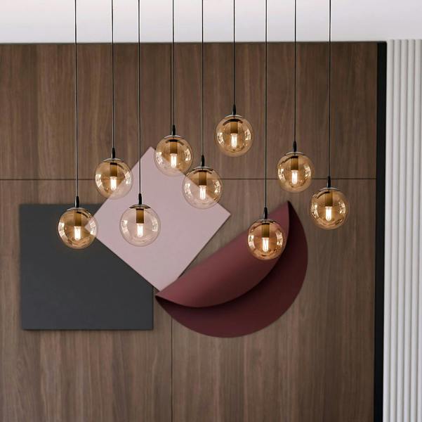 Emibig COSMO Pendant lamp  9 x E14 Black with Amber Shade