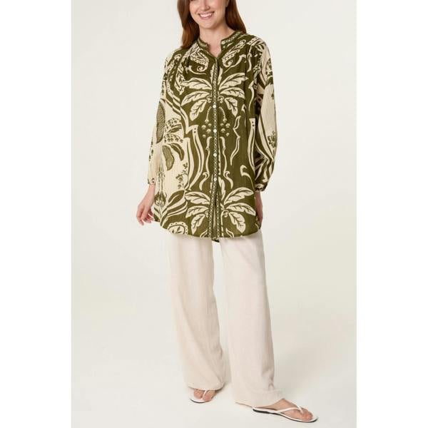 Blue Vanilla Tropical Lurex Oversized Shirt