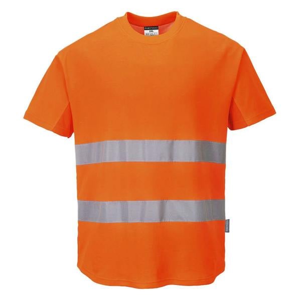 Hi-Vis Cotton Comfort Mesh Insert T-Shirt S/S Portwest