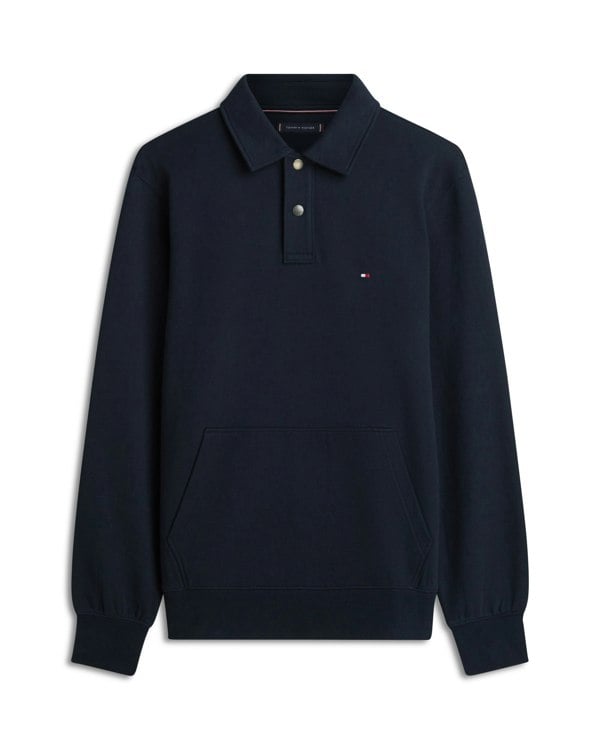 Tommy Hilfiger Essential Terry Mens Polo Snap Sweatshirt - Desert Sky