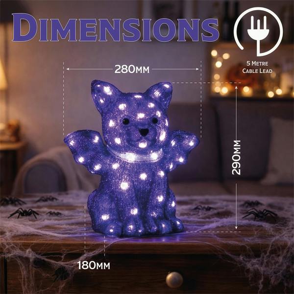 Fxlab 50L Purple LED Bat Outdoor Halloween Decoration with 5m Lead Cable BS IP20 Transformer Timer 6 18H