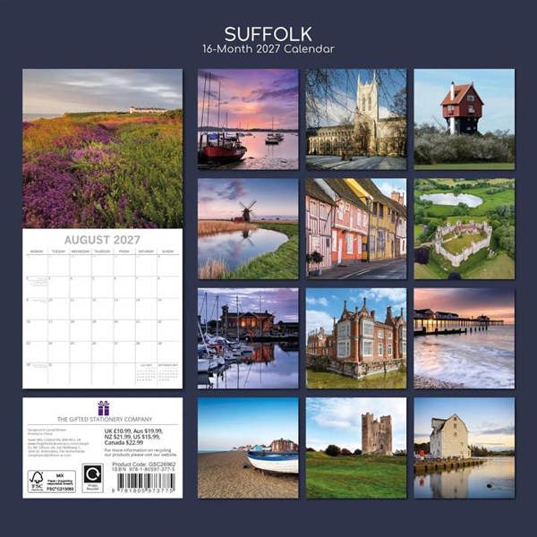 Suffolk Calendar 2027, Wall Calendars, Month To View, Travel, Gift