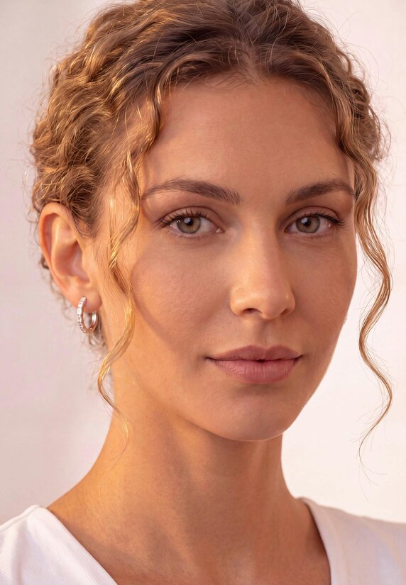 Latelita Classic Baguette Hoop Earrings Silver