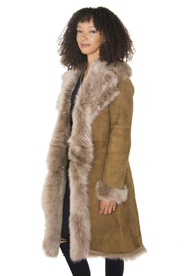 Infinity Leather Womens Toscana Sheepskin Suede Trench Coat-Rochester