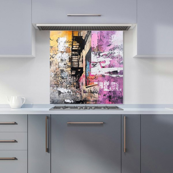 Warren Reed Urban City Building Graffiti Glass Kitchen Splashback - 00022