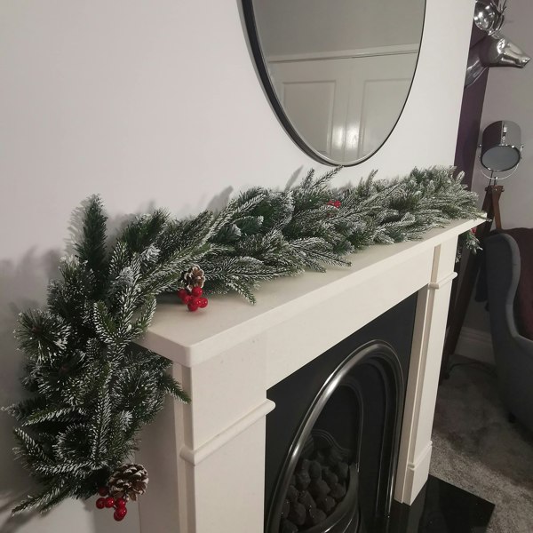 Samuel Alexander Premier 180cm (6ft) Festive New Jersey Christmas Garland PVC Tips With Berries And Cone