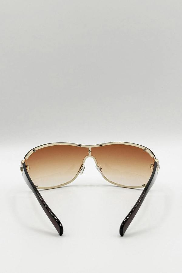 Vintage Rose Wrap Around Sunglasses In Brown - svnx