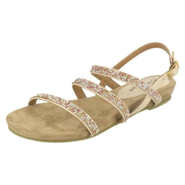 Leather Collection Ladies Leather Collection Diamante Slingback Sandals